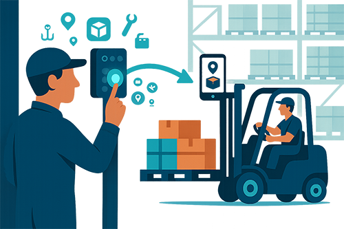 An operator makes a supply request on the production line via a logistics call station