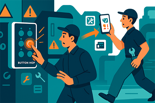 An operator uses Button Hop to call the maintenance team